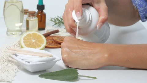 Dropping white cream Stock Footage 117429216