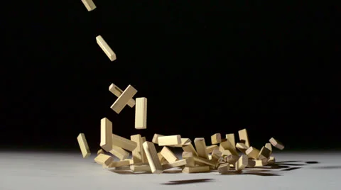 Dropping wood block, Slow Motion Video stock 27192809