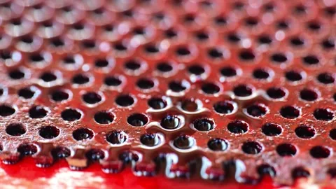 Drops of blood fall on a metal surface. Red dried blood on a rusty surface. Stock Footage 303097922