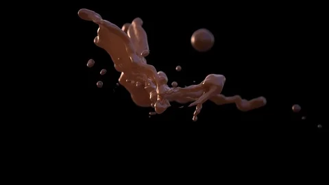 Drops of chocolate colliding in slow motion forming beautiful detailed splash Stock Footage 88902785