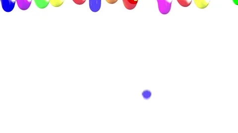Drops of different colors fall down on a white background in a row. Stock Footage 130489738