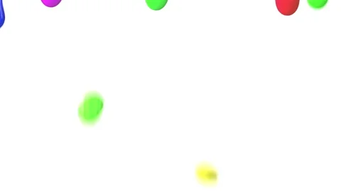 Drops of different colors fall down on a white background in a row. Stock Footage 130490088