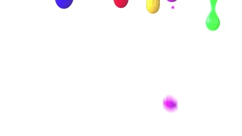 Drops of different colors fall down on a white background in a row. Stock Footage 130490490