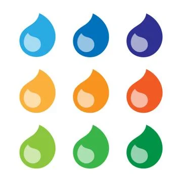Drops flat style colored icons set Stock Illustration