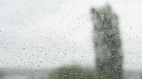 Drops on the glass in the rain Stock-Footage 25183132