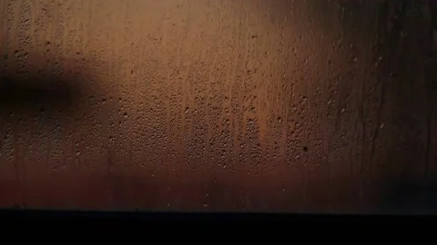 Drops on glass in a train, sunset Stock Footage 158012300