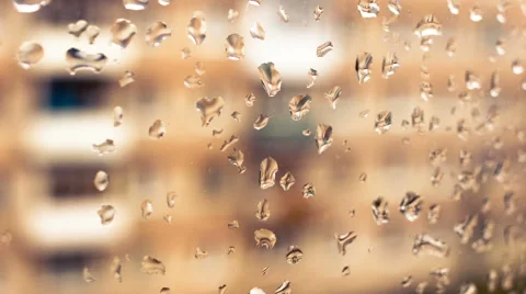 Drops on the glass window approach, drying (2) Видео 48633835