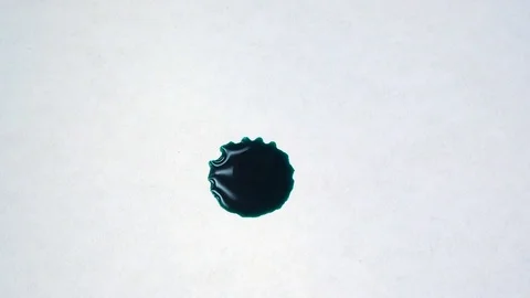 Drops of green ink drop and absorb on white paper. Juicy drops with reflection Stock Footage 88795016