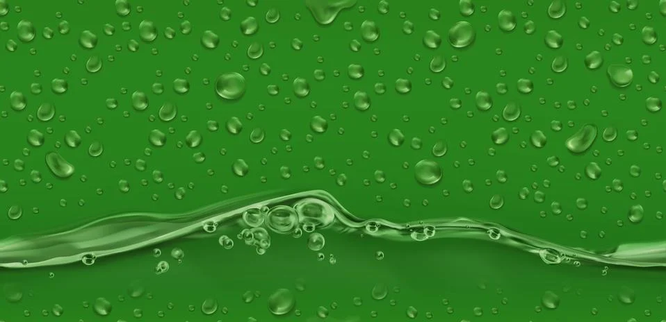 Drops. Green seamless pattern. 3d realistic vector Illustrazione stock