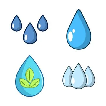 Drops icon set, cartoon style 스톡 일러스트