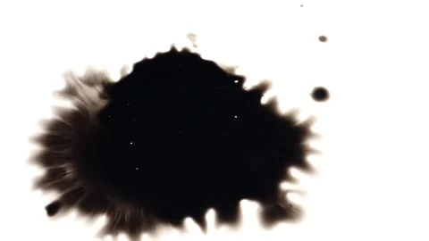 Drops of ink blot spreading on white background, Ink blot pattern Video stock 147703038