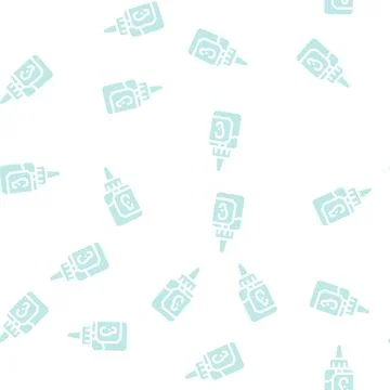 Drops medicaments for ears glyph vector seamless pattern Illustrazione stock