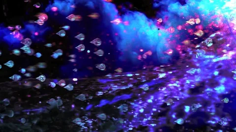 Drops moving on a dark fantasy background, loop Stock Footage 82909997