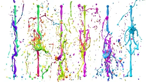 Drops of multicolored paint colliding and forming beautiful splashes Stock Footage 87231076