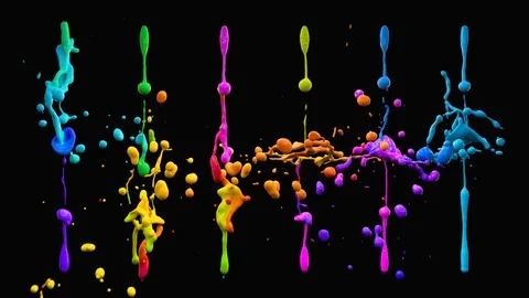 Drops of multicolored paint colliding and forming beautiful splashes Stock Footage 87231251