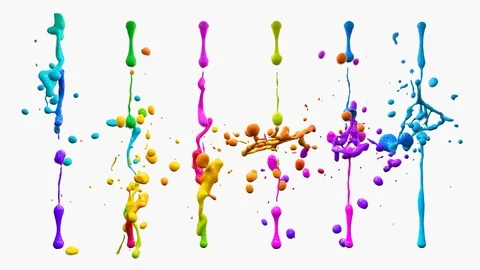 Drops of multicolored paint colliding and forming beautiful splashes Stock Footage 87231255