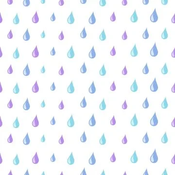 Drops pattern. Rain water seamless texture. Isolated cute blue raindrops print Illustrazione stock