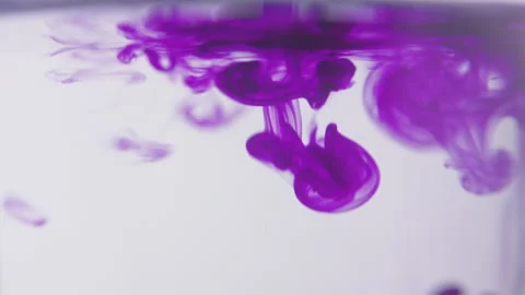Drops of purlple ink falling and flowing in water. Video stock 273123993
