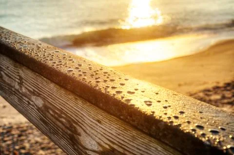 Drops on Railing Stock Photos