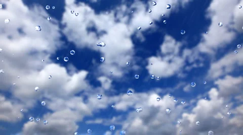 Drops of rain and blue cloudy sky Stock Footage 1001924