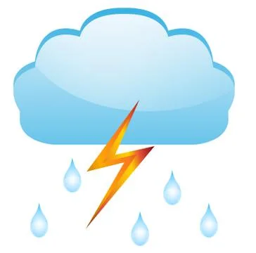 Drops of rain and lightning, on a white background Stock Illustration
