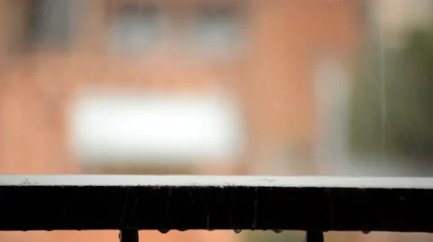 Drops Of Rain On Balcony Stock Footage 48068623