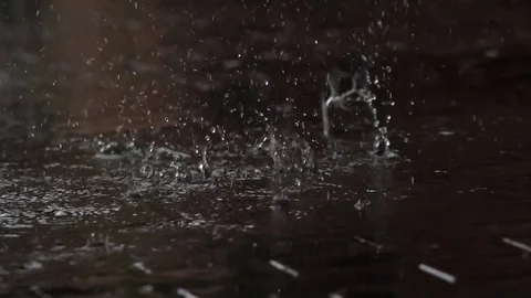 Drops of Rain Fall on the Sidewalk HD Pro Video stock 82077693