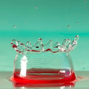 Drops of rain fall into the water, selective focus close-up Stock Photos