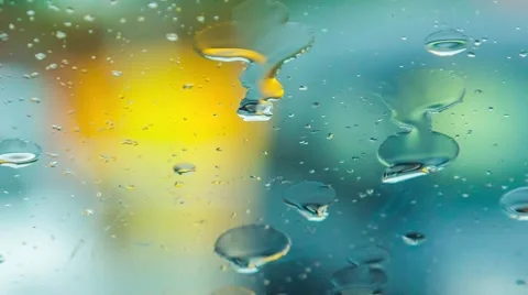 Drops Of Rain Flowing On Window During Rain Stock Footage 52546982