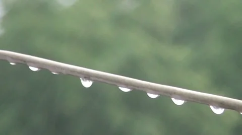 Drops of rain on a linen rope Stock-Footage 35608105