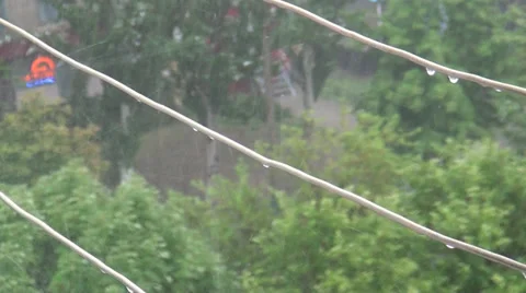 Drops of rain on a linen rope Video stock 35608229