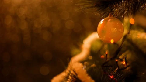 Drops of rain on New Year window glass on the background of the Christmas toys. Stock Footage 70769123