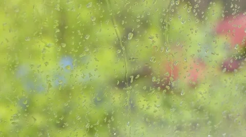 Drops of rain running down a windowpane Stock Footage 49679112
