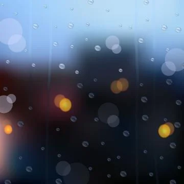 Drops of rain on window with abstract lights 스톡 일러스트