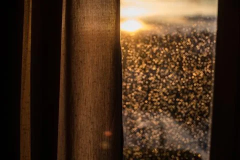 Drops of rain on window after a storm.  Stock Photos