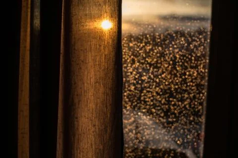 Drops of rain on window after a storm.  Stock Photos