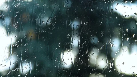 Drops Of  Rain On Window Stock Footage 80477654
