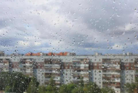Drops of a rain on a window pane Stock Illustration