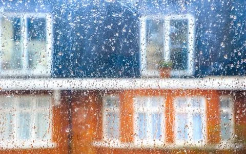 Drops of Rain on Window Pane 스톡 사진