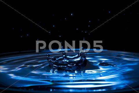 Drops, sprays, splashes of water on a colorful background Stock Photos