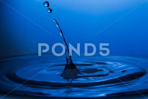 Drops, sprays, splashes of water on a colorful background Stock Photos