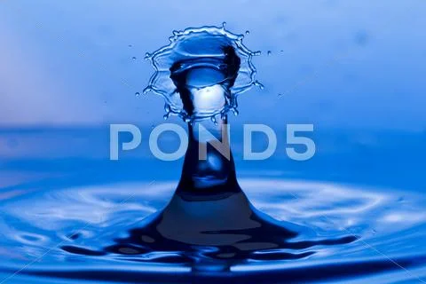 Drops, sprays, splashes of water on a colorful background Stock Photos