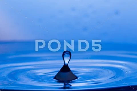 Drops, sprays, splashes of water on a colorful background Stock Photos
