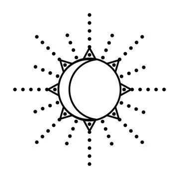The drops sun in graphic design. Simple minimalistic style. Universal use. Bl Stock Illustration
