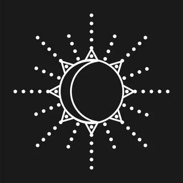 The drops sun in graphic design. Simple minimalistic style. Ethnic motives. U Stock Illustration