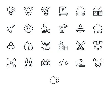 Drops Ultimate Vector Package with 25 256x256 Regular Line Pixel Optimized .. Illustrazione stock