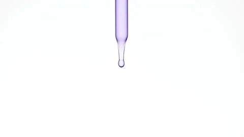 Drops of violet clear fluid are falling down from lab dropper Stock Footage 171890730