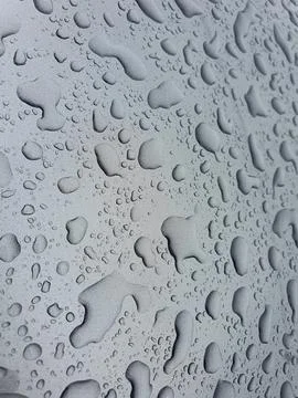 Drops of water on a color background. Gray Stock Photos