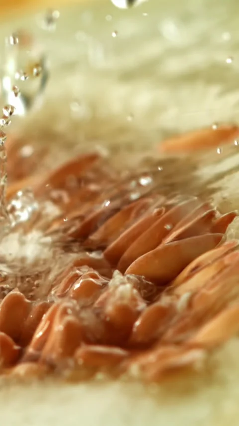 Drops of water fall on a fresh melon. Filmed on a high-speed camera at 1000 fps Stock Footage 335377507