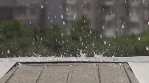 Drops of water falling on a hard surface. Slow motion. Stock Footage 54096976